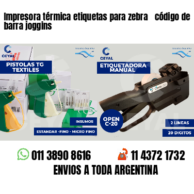 Impresora térmica etiquetas para zebra  código de barra joggins